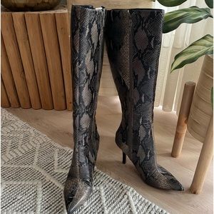 New never worn Nine West faux snakeskin boots.